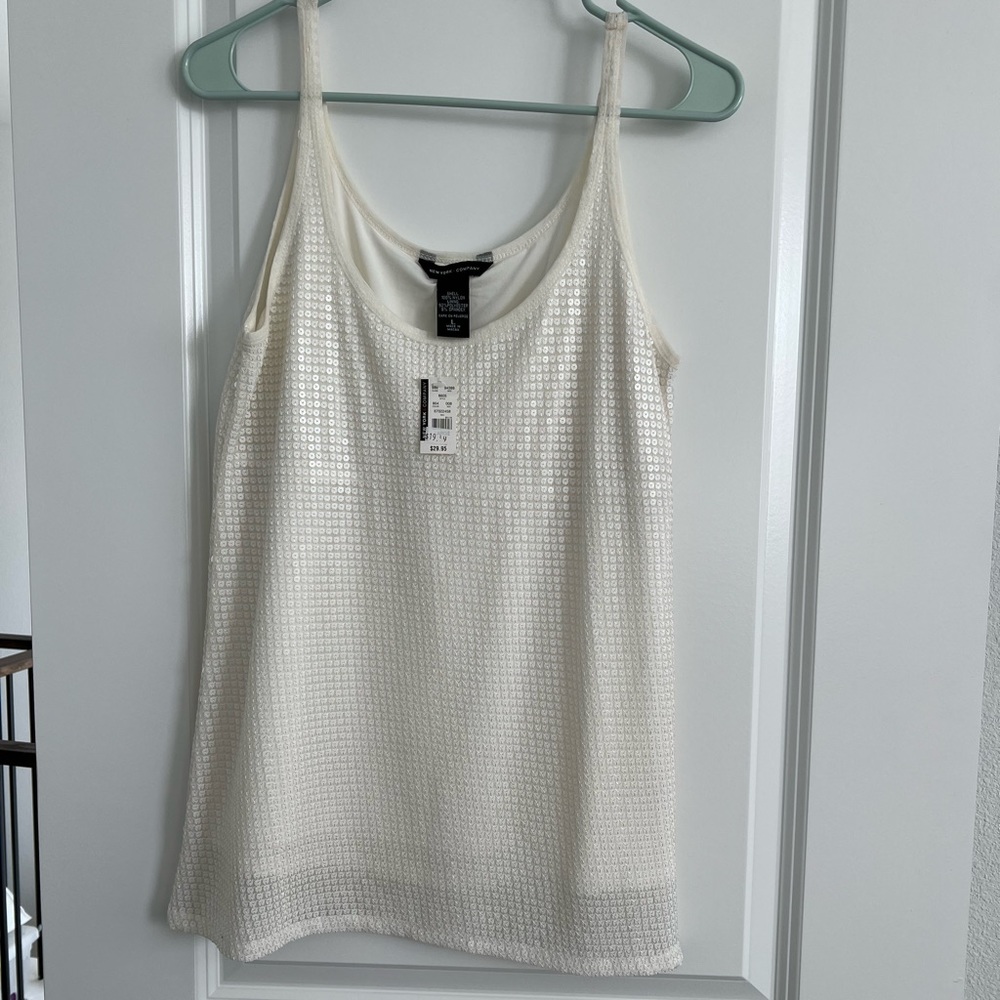 White sequined strapped top